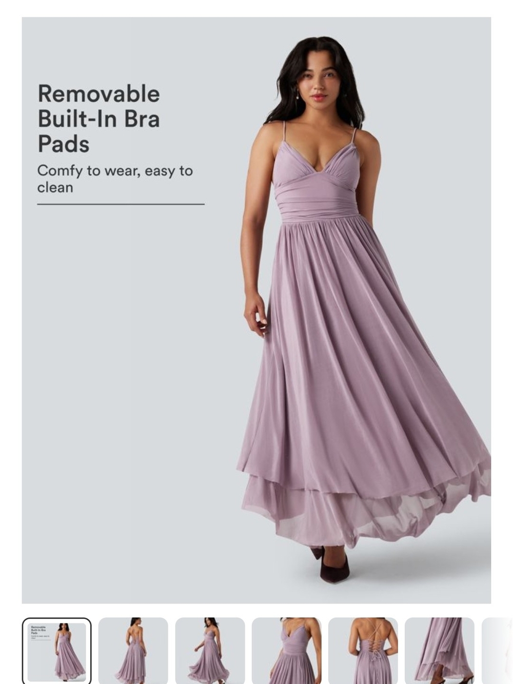 HALARA Lilac Spaghetti-Strap Maxi Dress